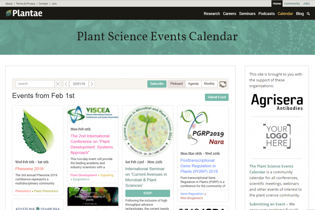 Announcing the new global Plant Science Events Calendar! Plant